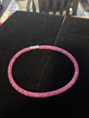 Swarovski Pink-Purple Sparkle Tubular Necklace with Silver Clasp